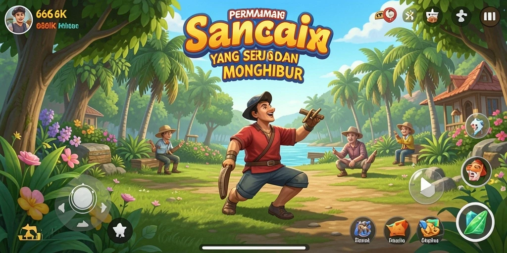 Screenshot gameplay yang menunjukkan kesenangan bermain 66K.