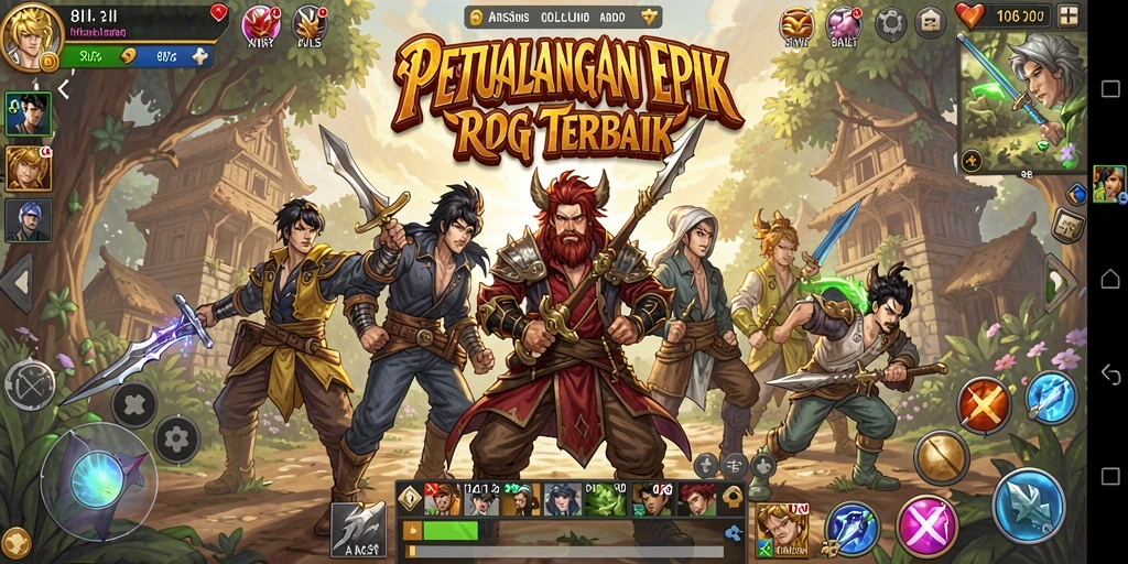 Screenshot gameplay 8II menampilkan pertarungan epik dengan karakter RPG.