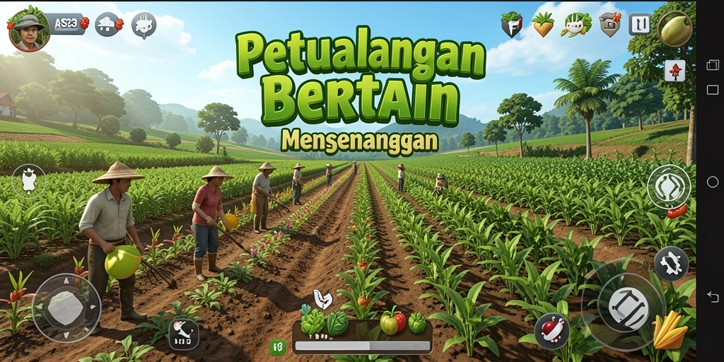 Screenshot menampilkan pengalaman bertani yang seru dan interaktif.