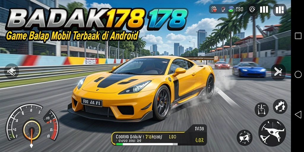 Tampilan gameplay BADAK178 dengan aksi balap yang intens.