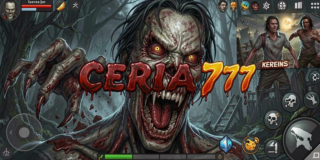 Screenshot gameplay CERIA777 menampilkan momen mencekam saat menjelajahi tempat gelap.