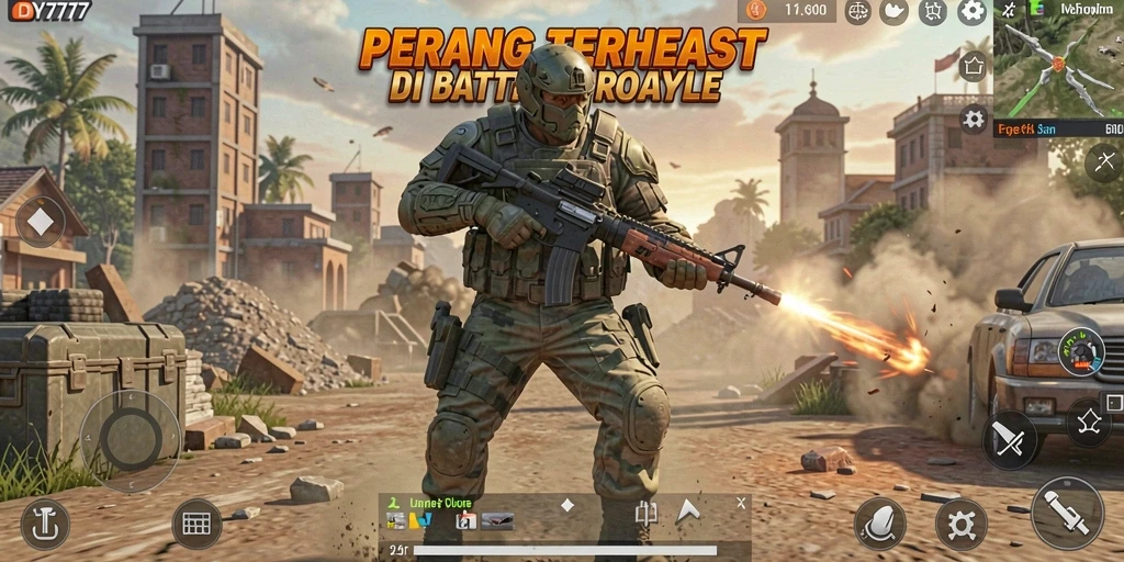 Gameplay seru dan menegangkan di DY777 Battle Royale.