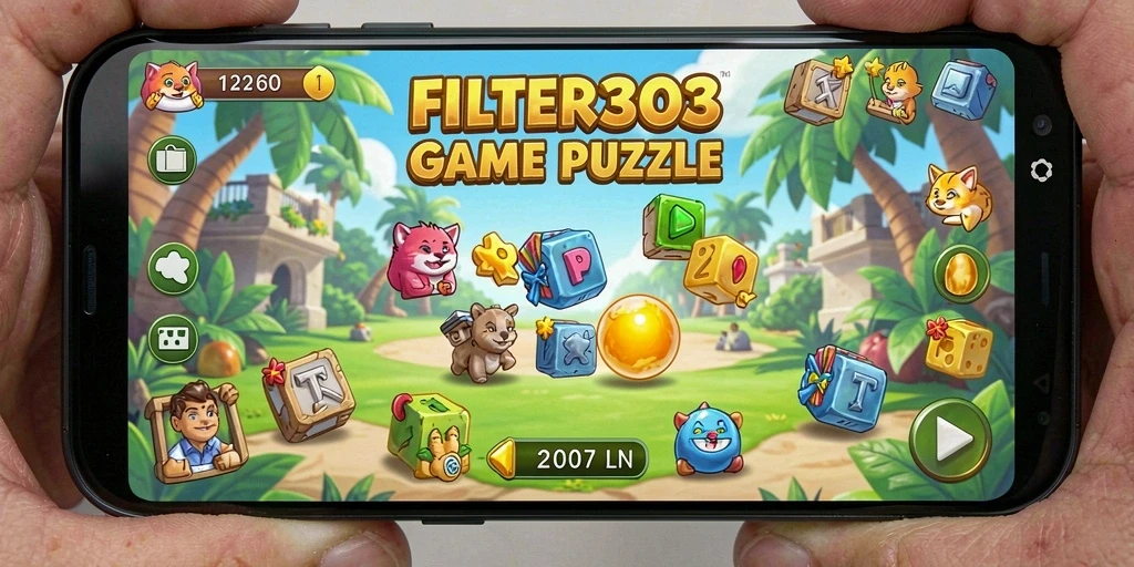Screenshot FILTER303 menampilkan gameplay menantang dan seru dalam menyelesaikan puzzle.