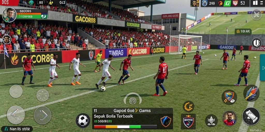 Tangkapan layar GACOR88 menunjukkan aksi mendebarkan dalam gameplay sepak bola yang realistis.