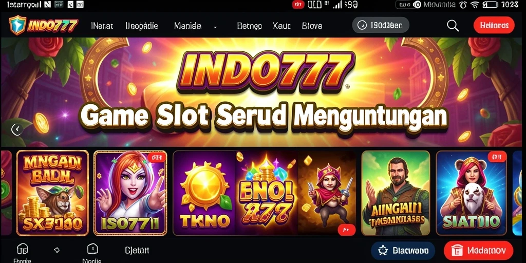 Tampilan gameplay seru di INDO777 dengan berbagai simbol dan tema menarik.