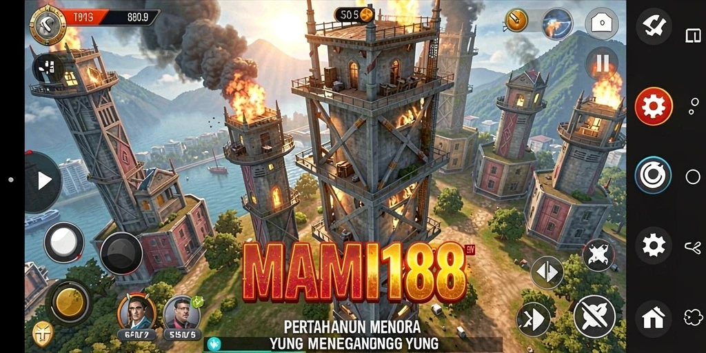Tampilan gameplay menegangkan dari MAMI188, penuh strategi dan aksi Tower Defense.