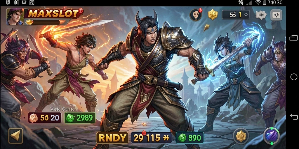Tampilan aksi seru dari game MAXSLOT dengan pertarungan intens.