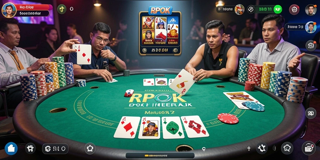Tampilan gameplay poker yang seru dan interaktif di RPOK.