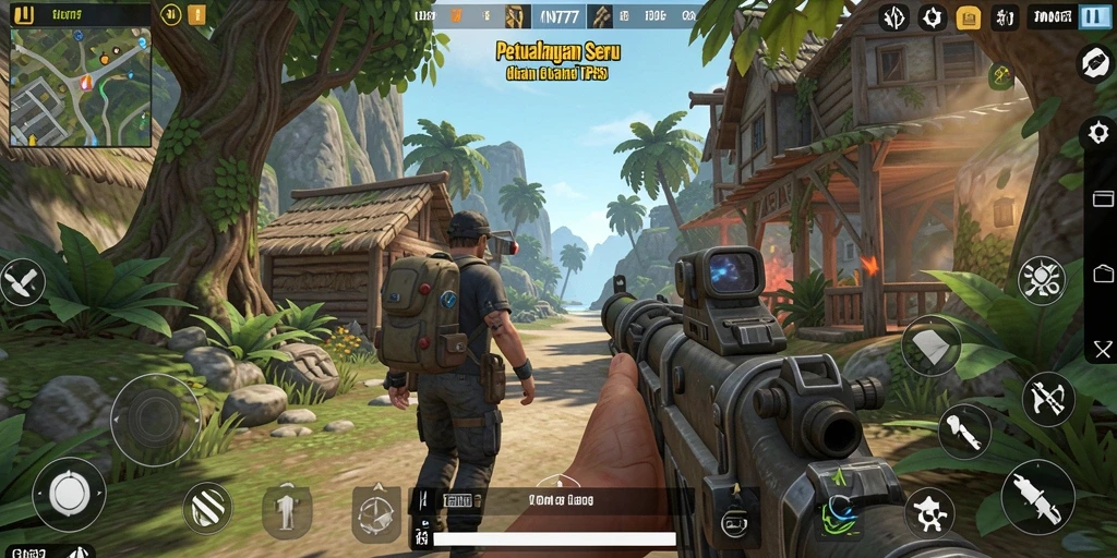 Tampilan gameplay seru dari YN777 dalam mode TPS.